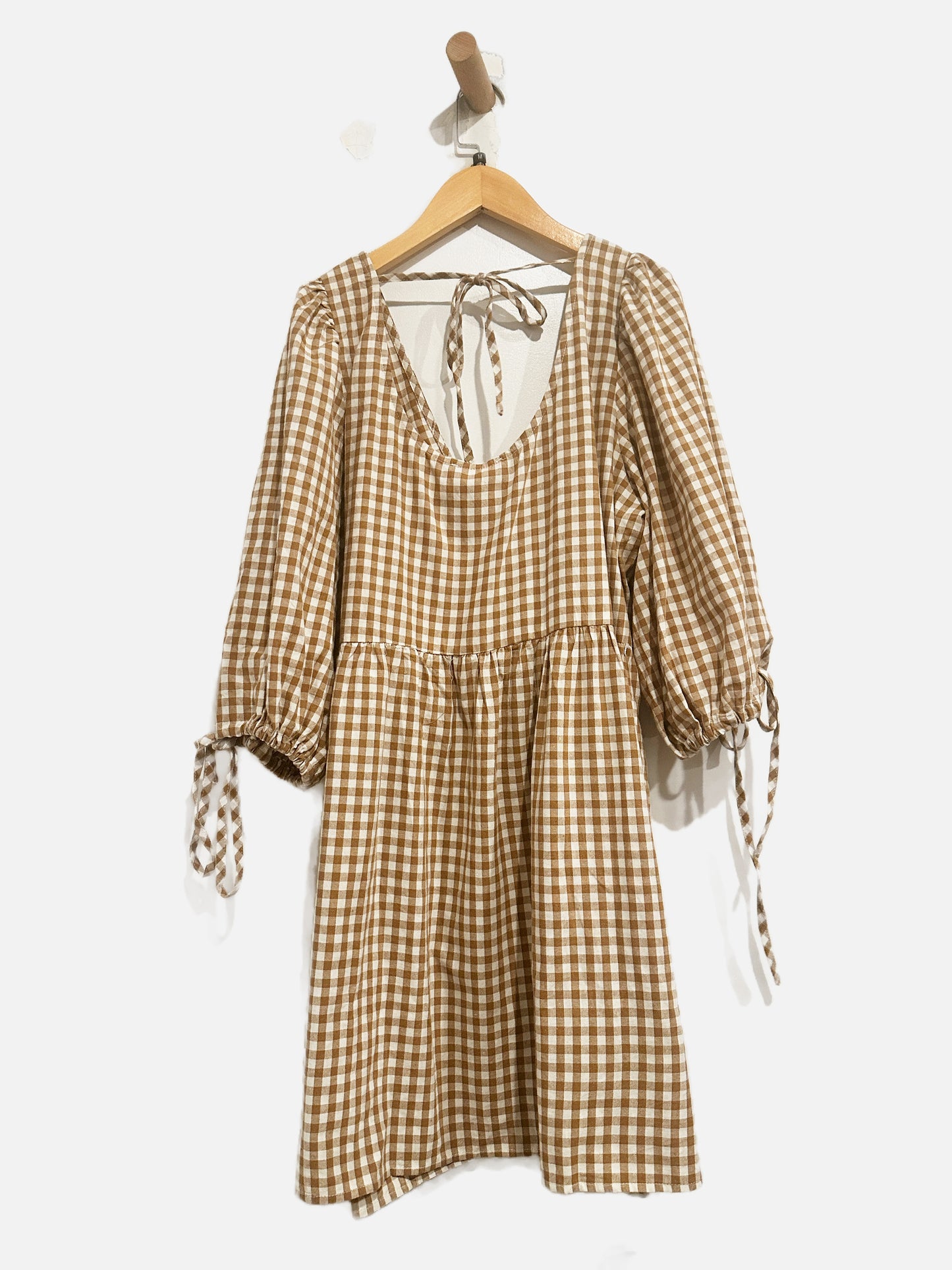 Showpo Rosita Mini Dress in Caramel & White - 8