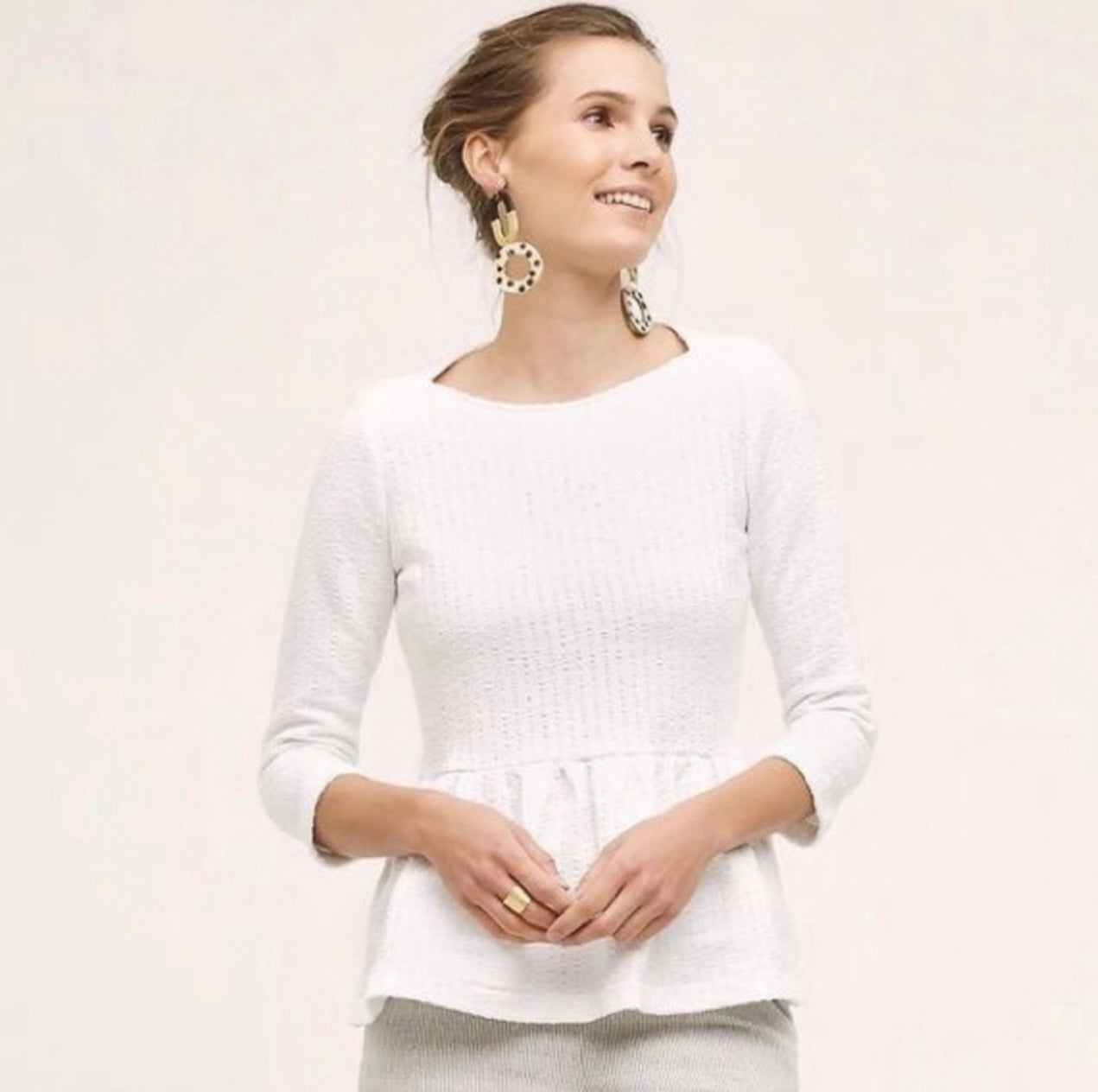 Anthropologie Amadi White Peplum Top - XSP