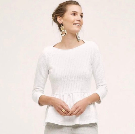 Anthropologie Amadi White Peplum Top - XSP