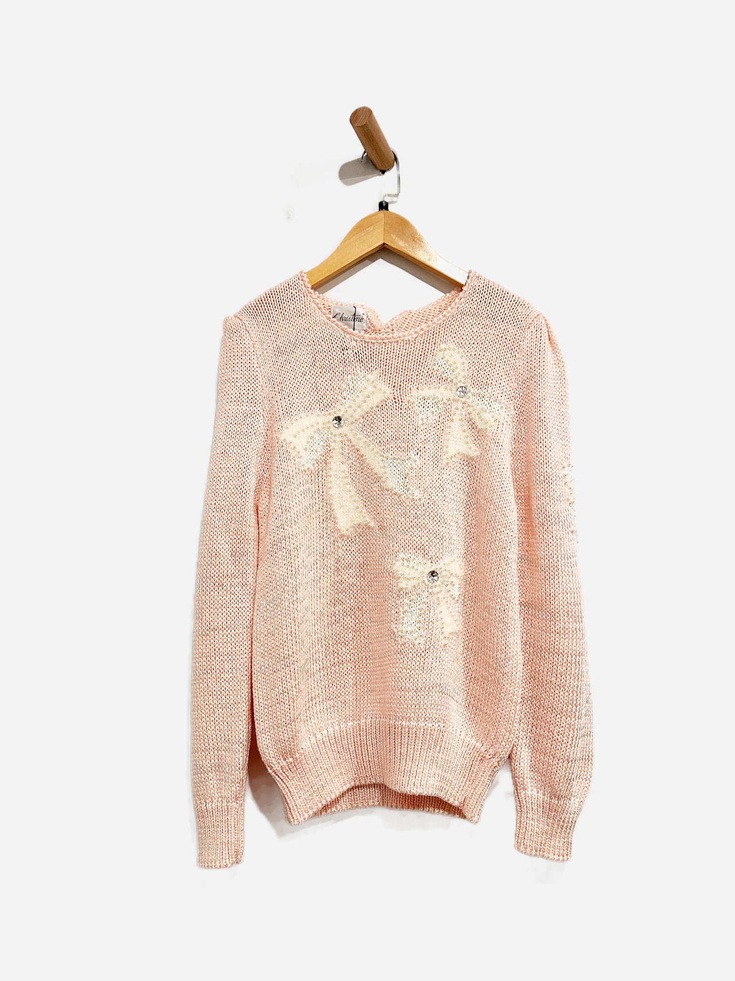 Christine Vintage Pink Bow Sweater - Small