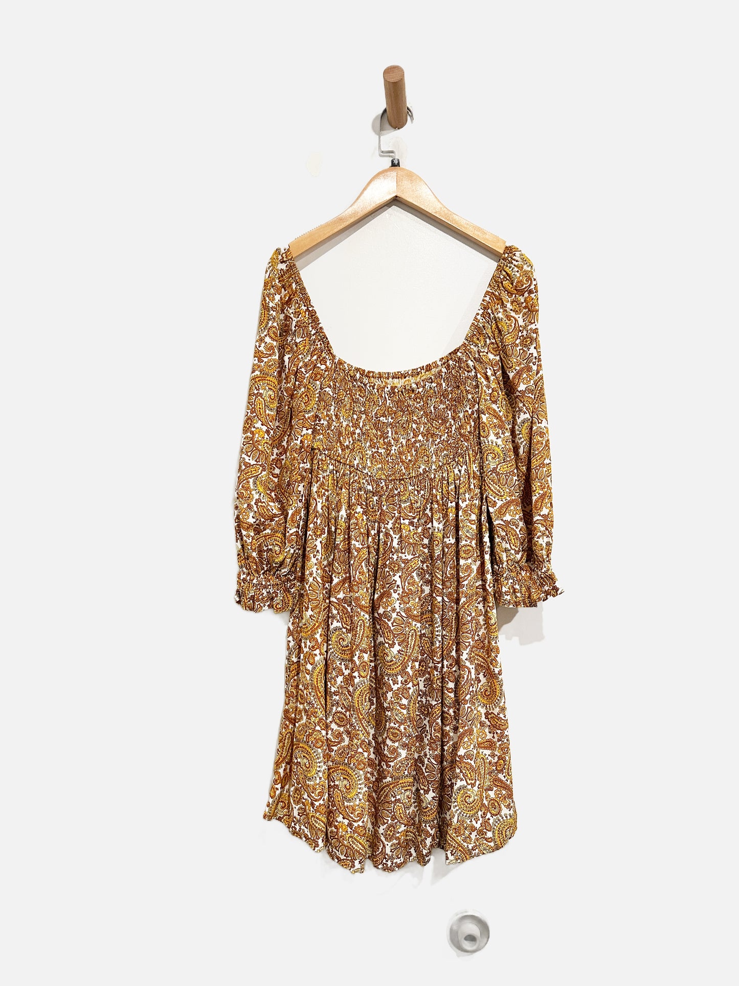 Faithfull the Brand Yellow Paisley Print Mini Dress - XS