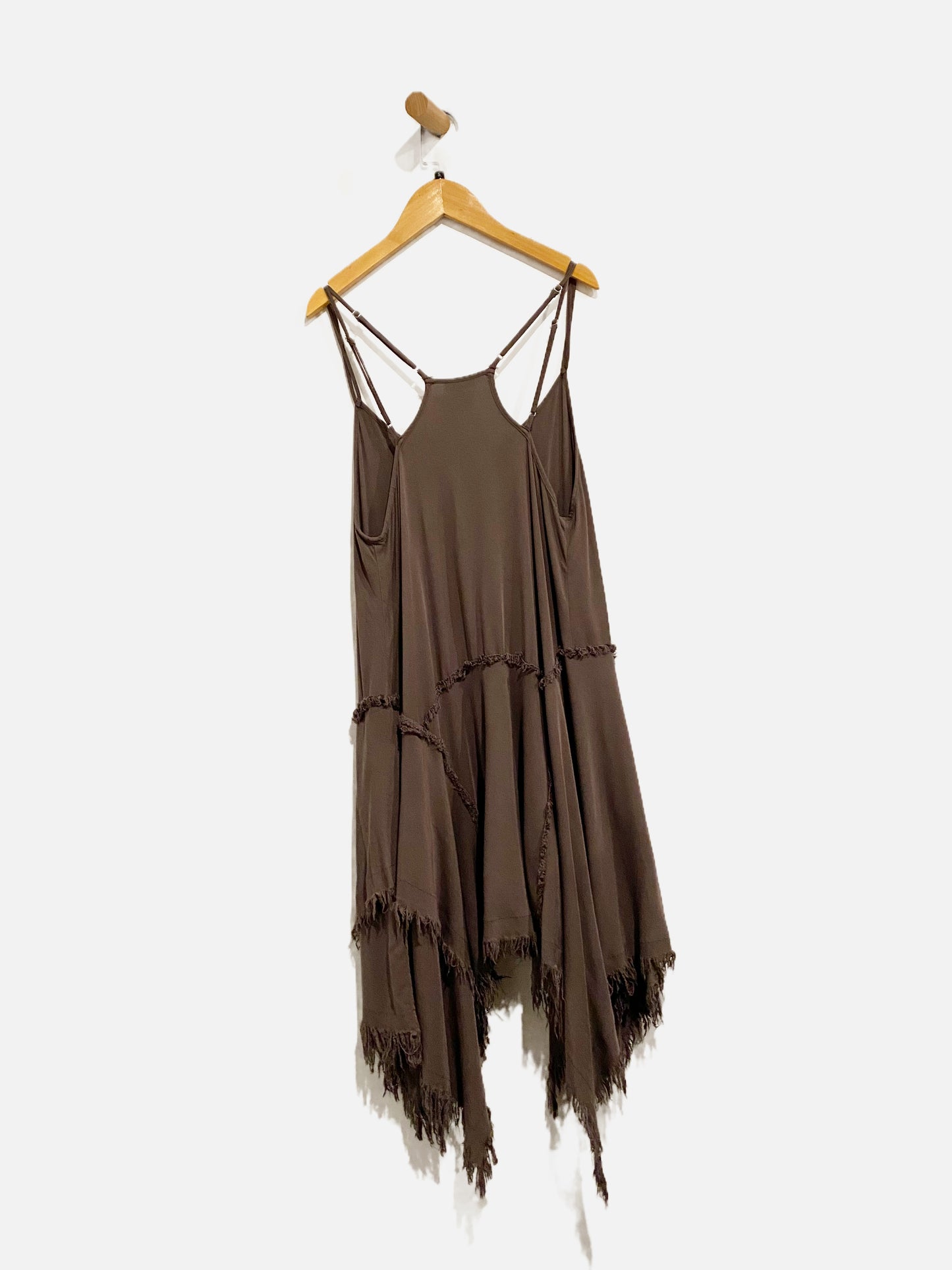 Free People Gray Pieced Fringe Mini Dress - Small