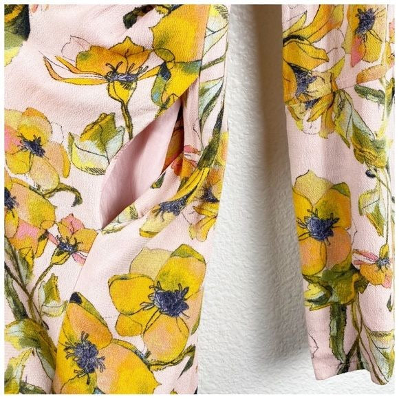Free People Tegan Printed Floral Pleated Dress Size 4