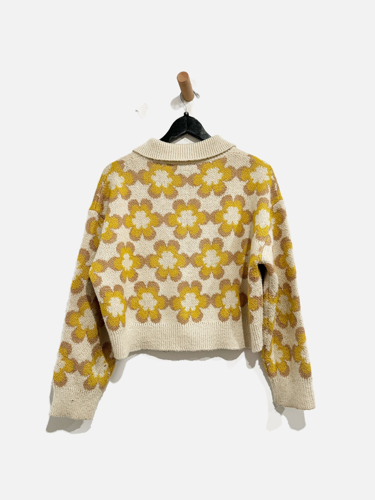 Industry Tan Floral Cardigan - Medium