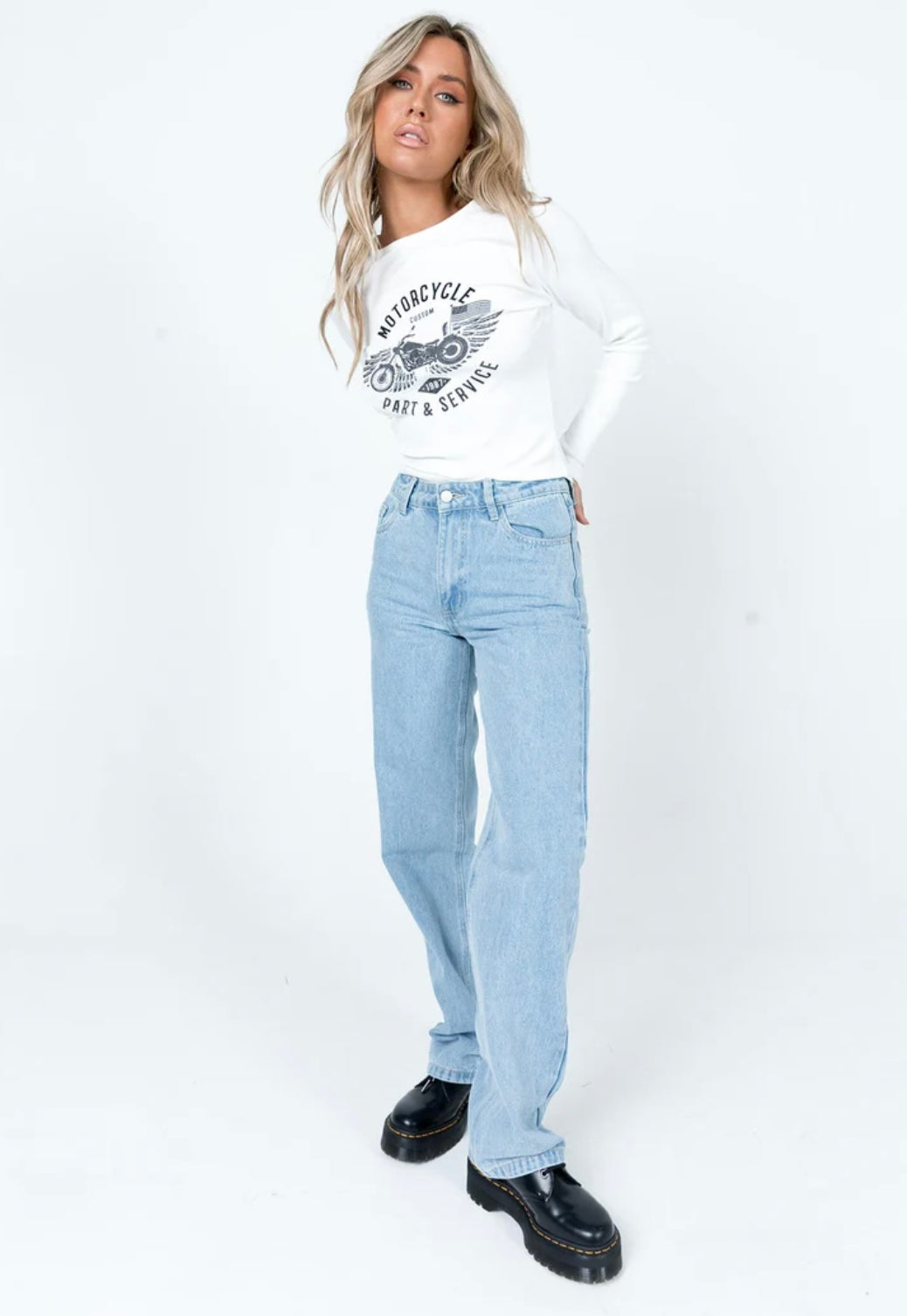 Princess Polly White Motorcycle Beatrix Long Sleeve - 4