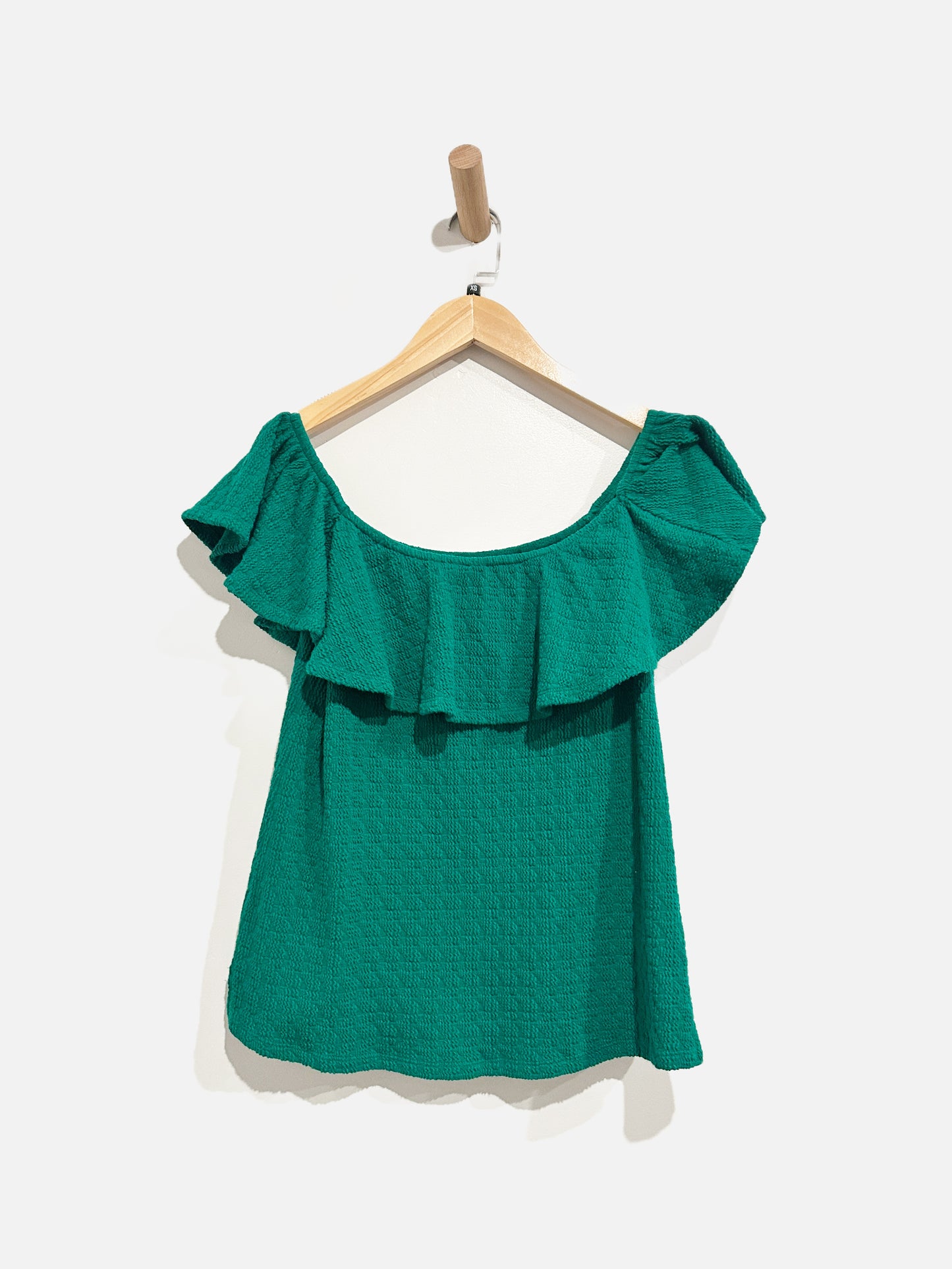 Anthropologie Green Ruffle Tank - XS