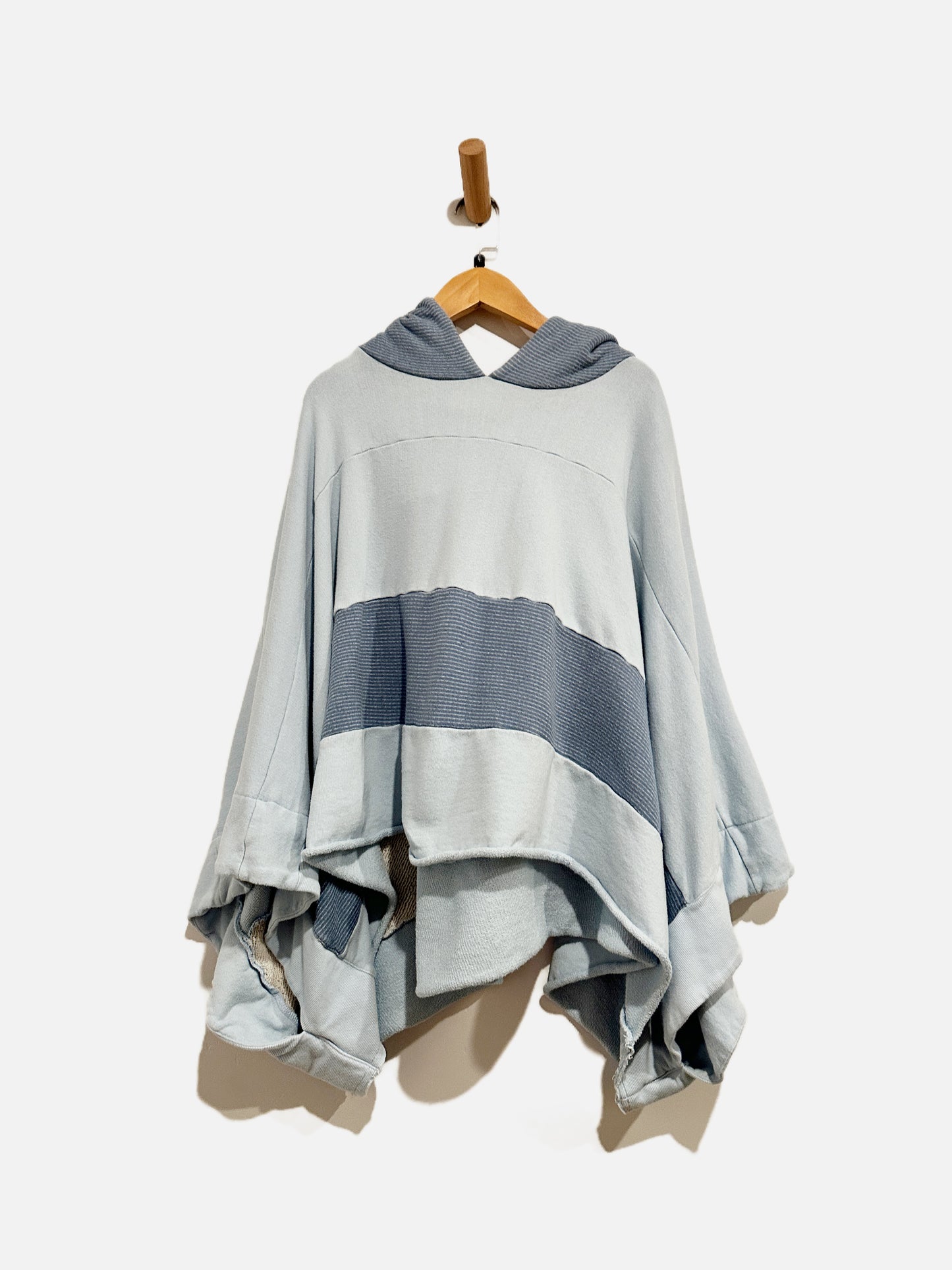Free People Blue Oversized Stripe Poncho Hoodie - M/L