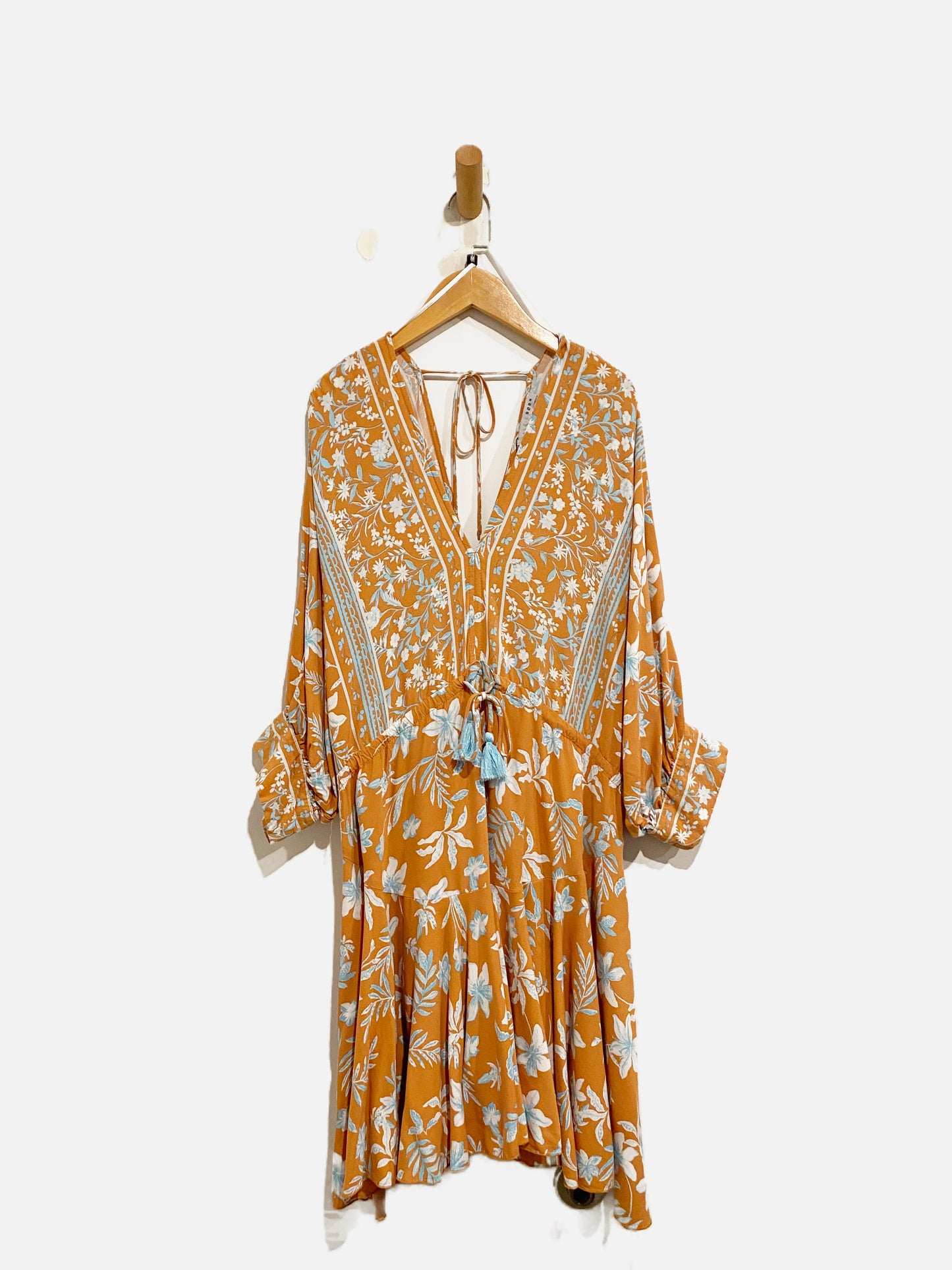 Baltic Born Orange/Blue Floral Dress - Medium