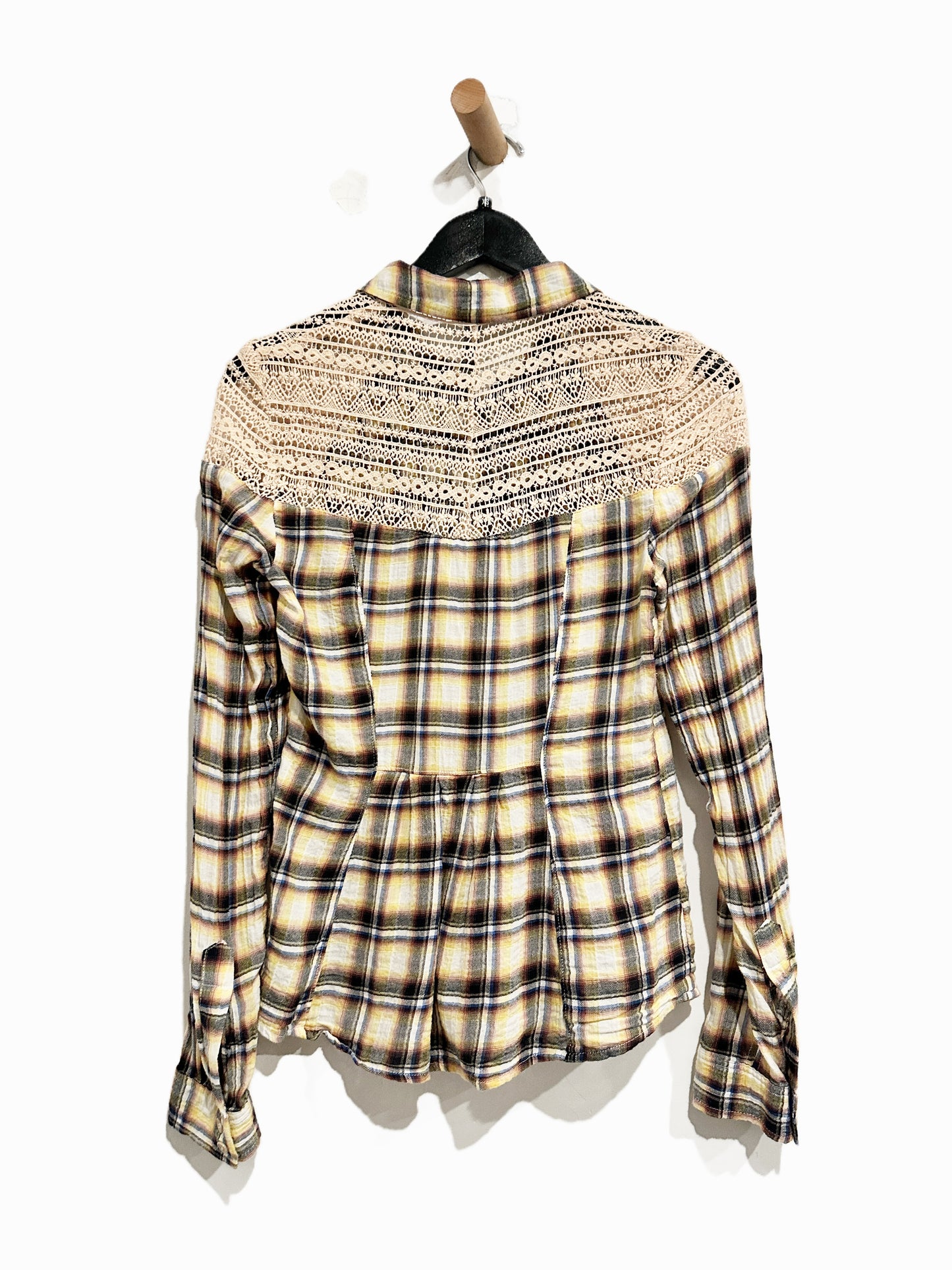 Free People Plaid Crochet Button Down - 2