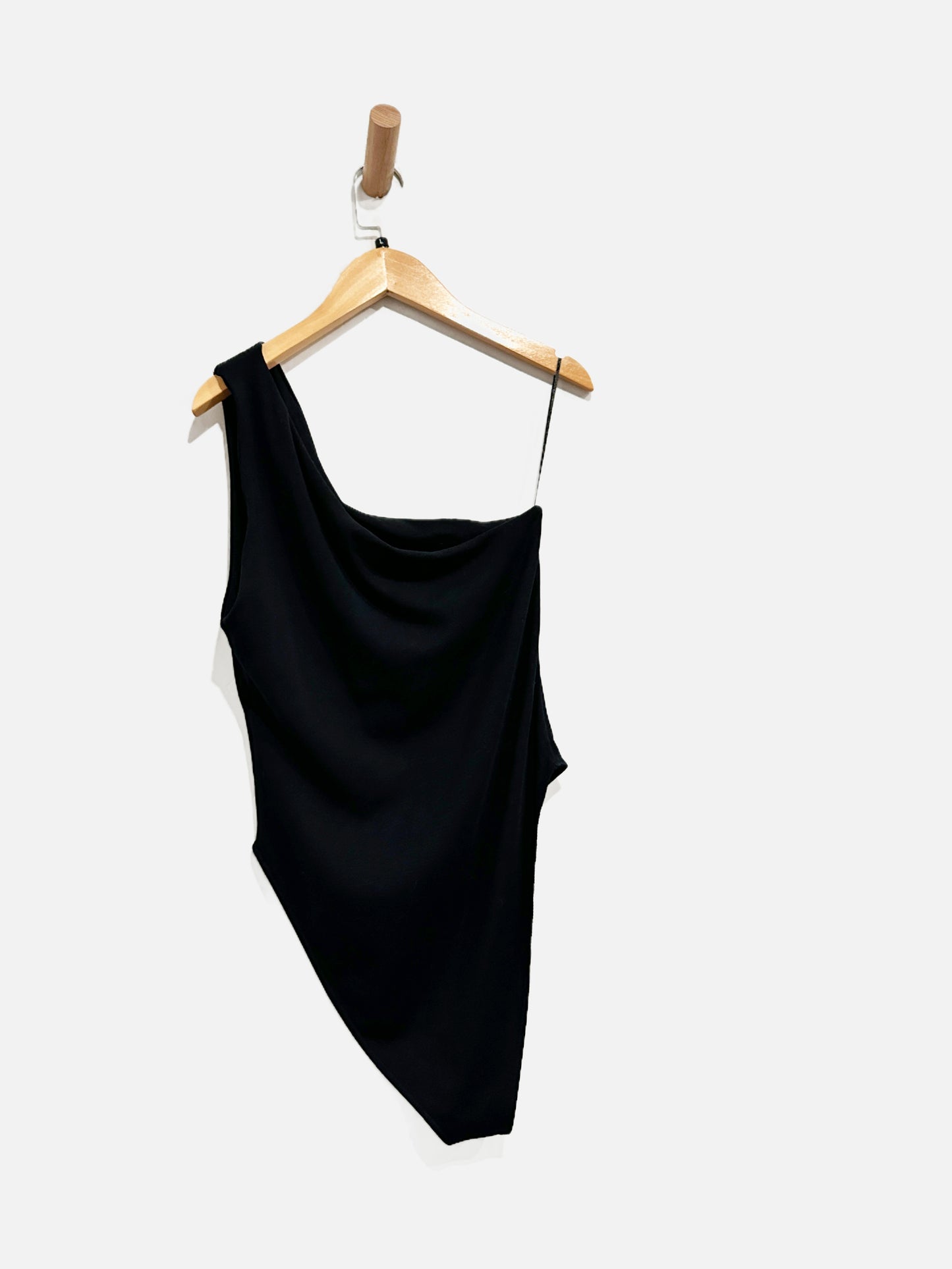 Zara Black One Shoulder Cut Out Bodysuit - Large