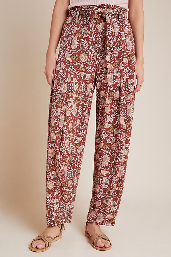 Anthropologie Floral Harem Belted Pants - Medium