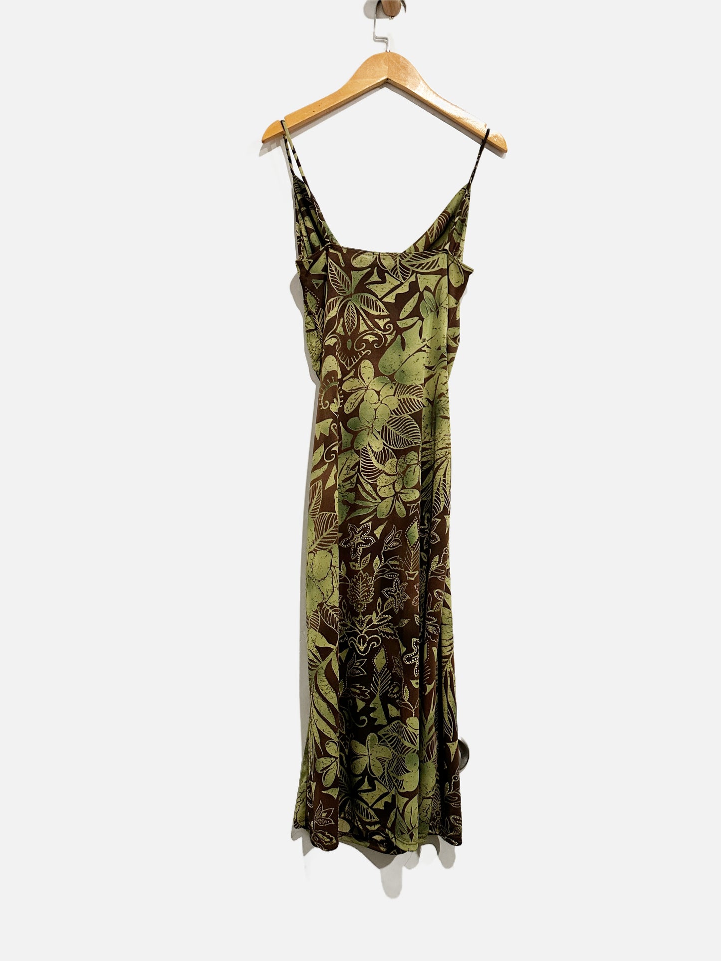 Vintage Y2K Ruby Brown and Green Hawaiian Dress - Small