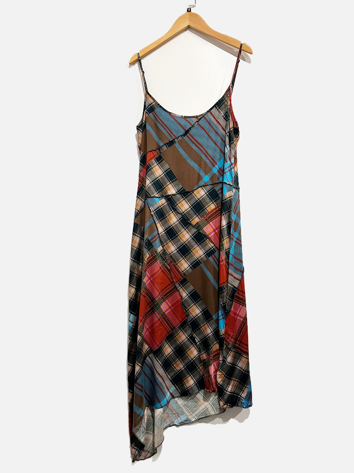 Urban Outfitters Navy/Red Brown Plaid Midi Dress - Medium