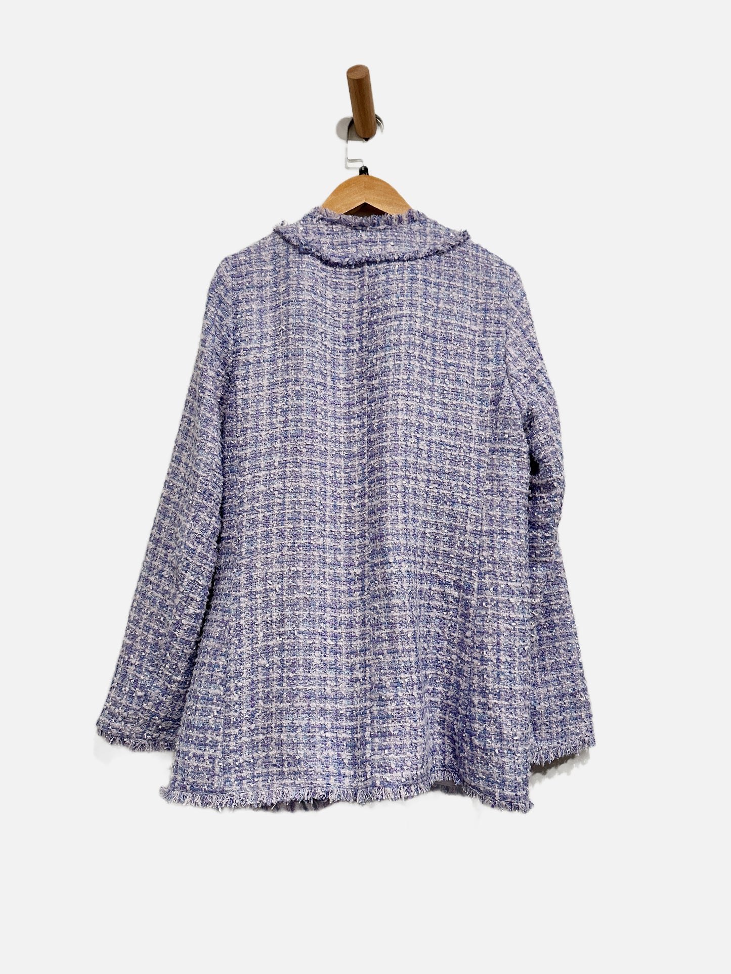 Ann Taylor Purple Plaid Tweed Cardigan - 4P