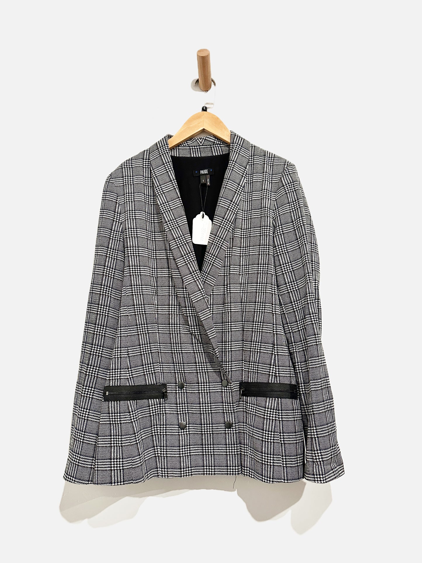 Paige Black and White Houndstooth Blazer - Small