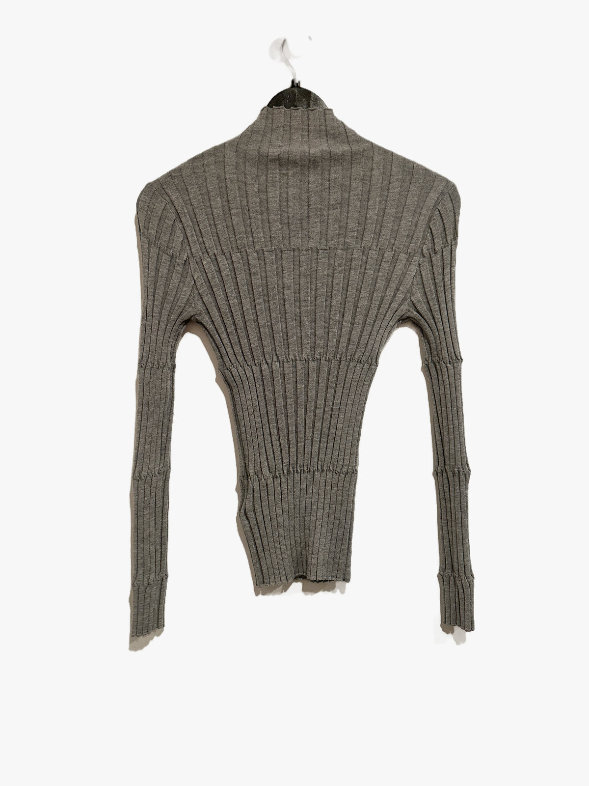 Zara Gray Ribbed Mock Neck Sweater - Medium