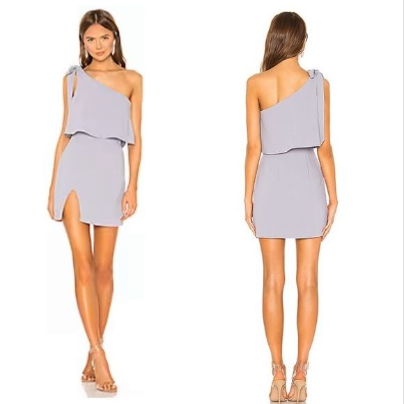 Superdown Jenna One Shoulder Dress in Grey Size Small