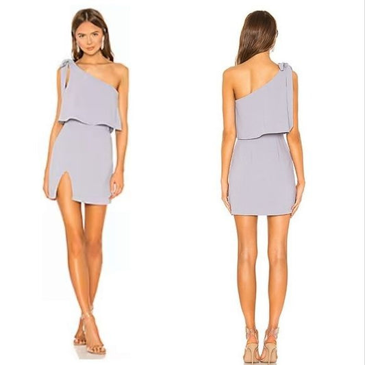 Superdown Jenna One Shoulder Dress in Grey Size Small