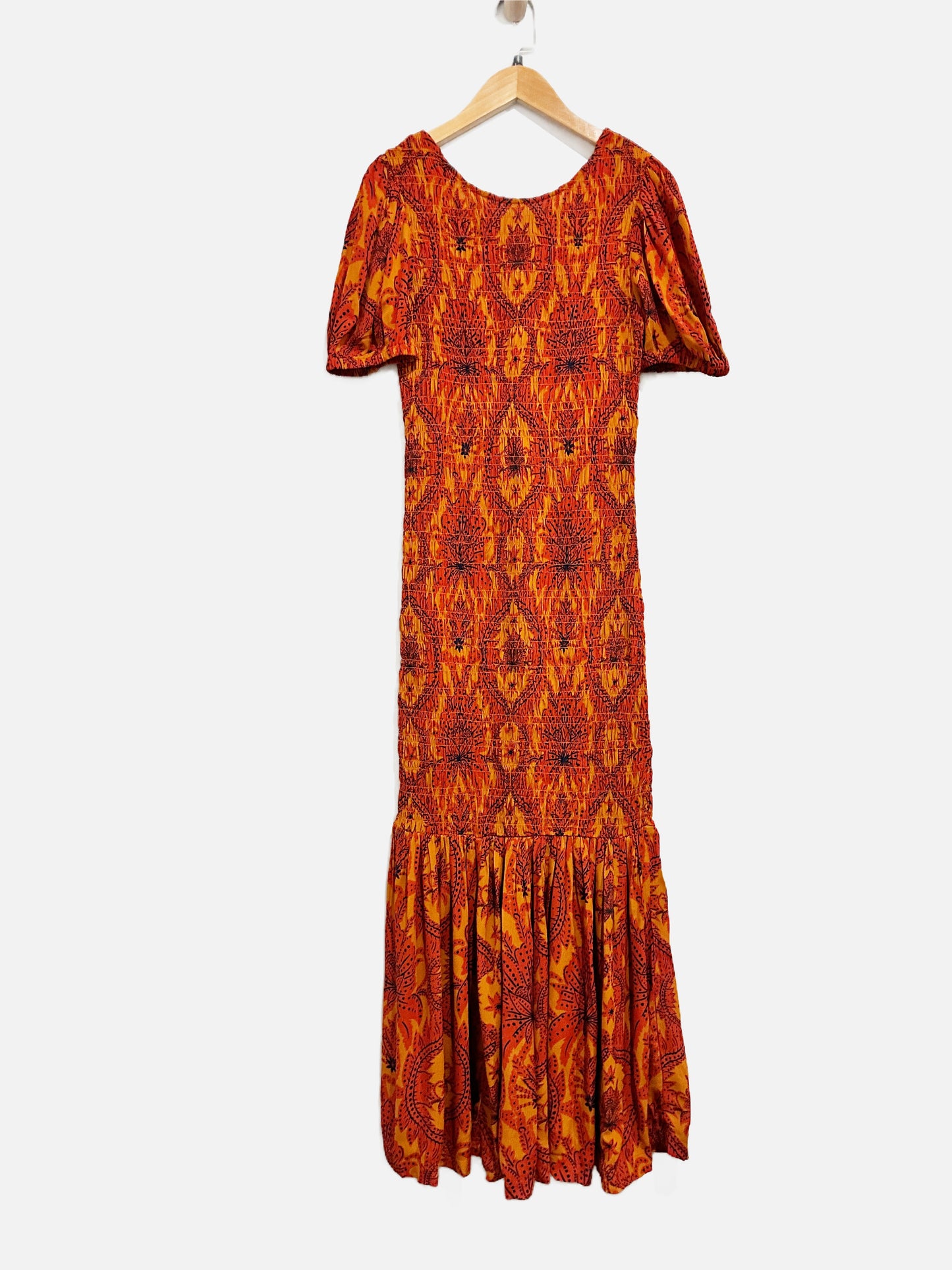 Rue Stiic Red/Orange Smocked maxi Dress - Small