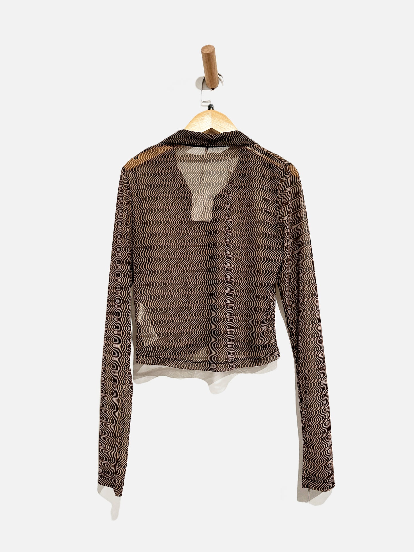 Free People Brown & Black Sheer Button Down - Small