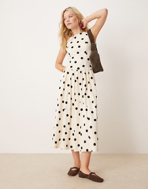 Abercrombie & Fitch NWT White and Black Polka Dot Dress - Small