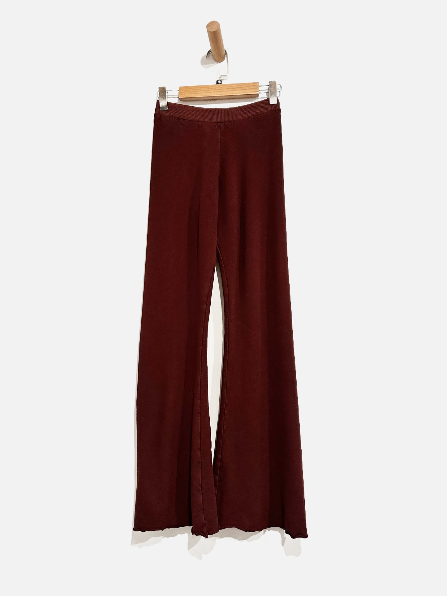 Indah Body Maroon Flare Knit Pants - 1