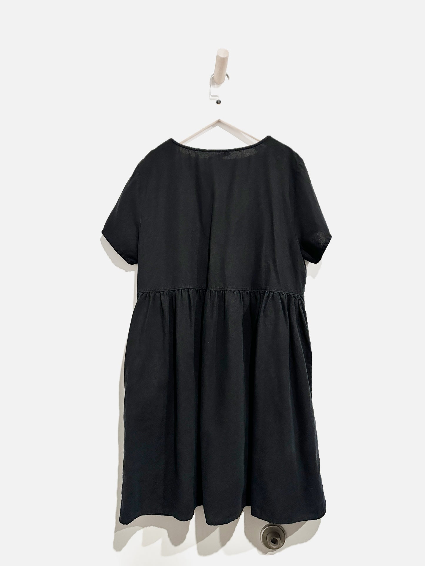 Madewell Black Linen Button Front Dress - Large