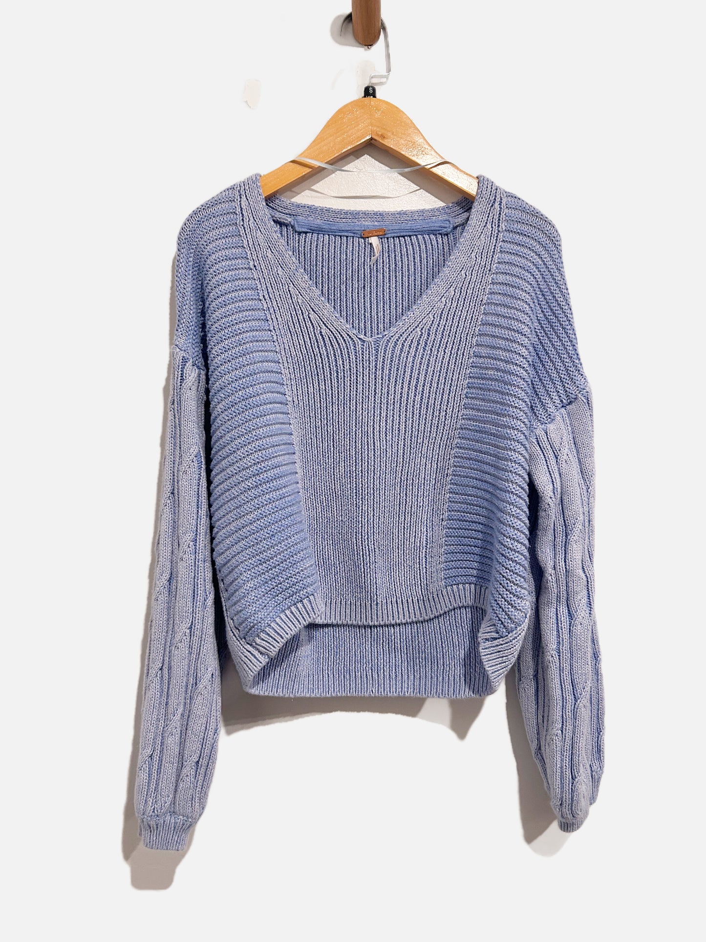 Free People When it Rains Cable Knit Sweater - Small