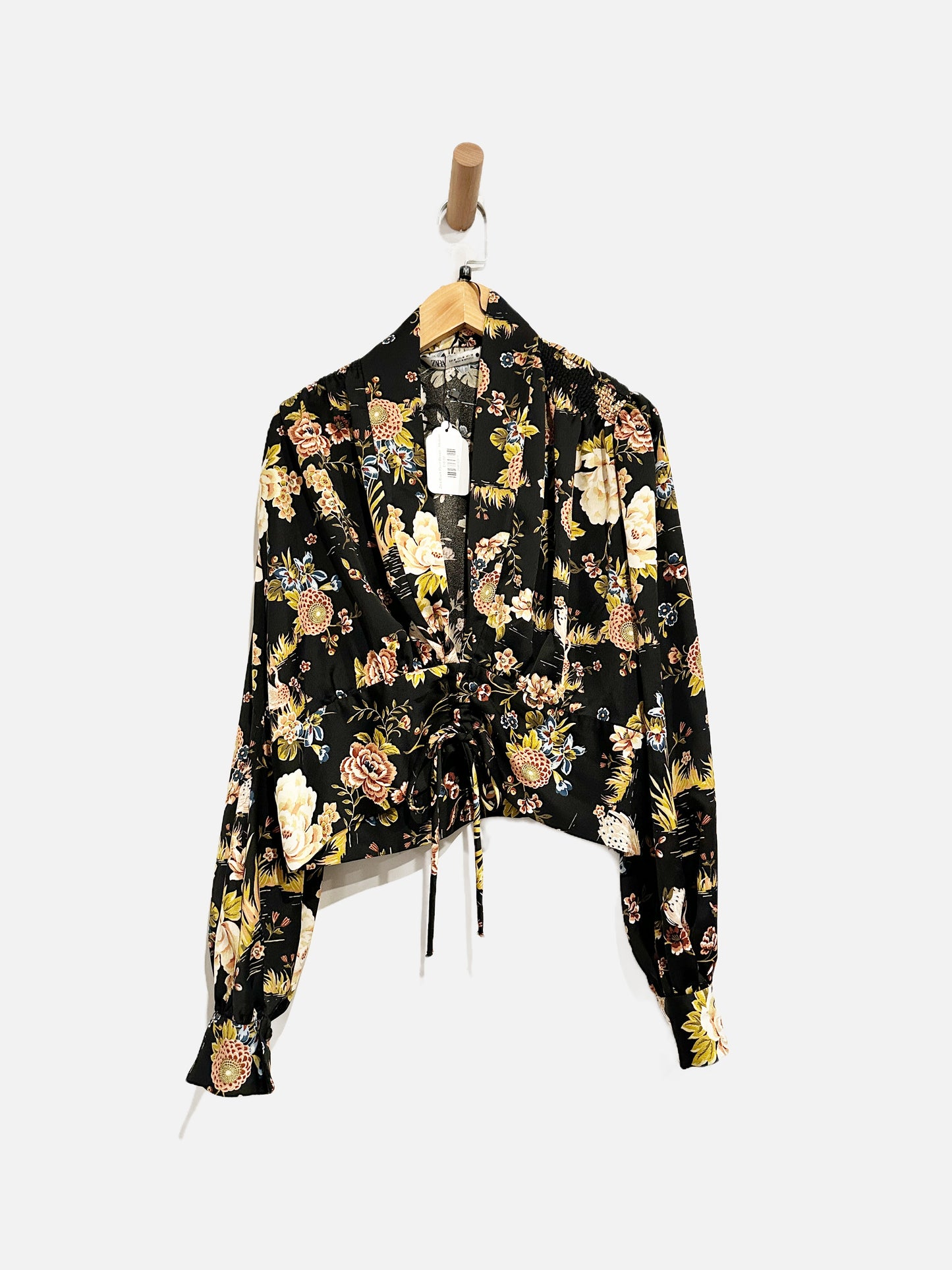 Zara Black Floral Blouse - Medium