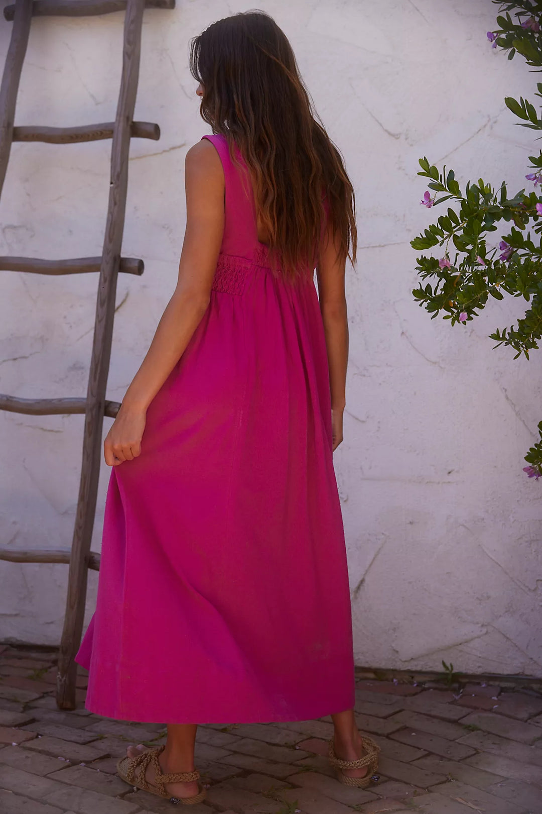 Free People Pink Delphine Cotton Oversized Midi Dress - Small
