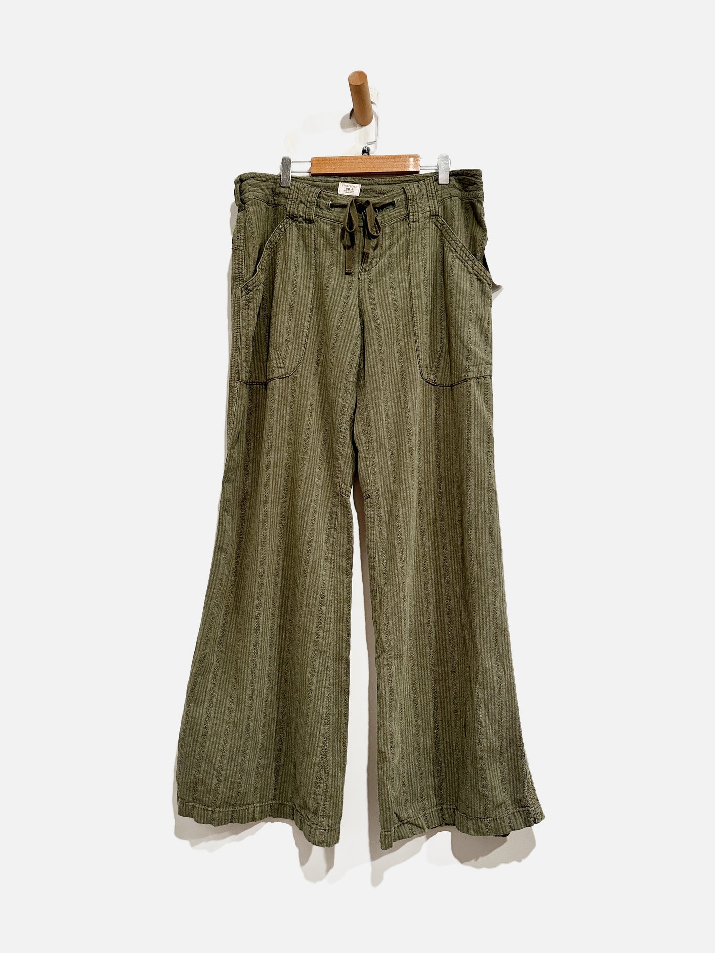 Free People Green Linen Blend Pants - 8