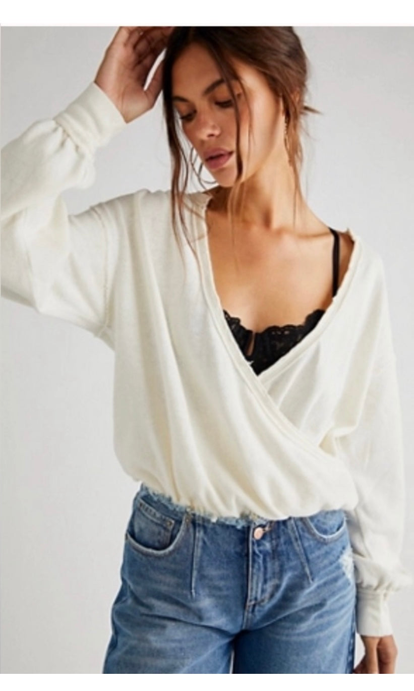 Free People Cream Wrap Sweater - XS