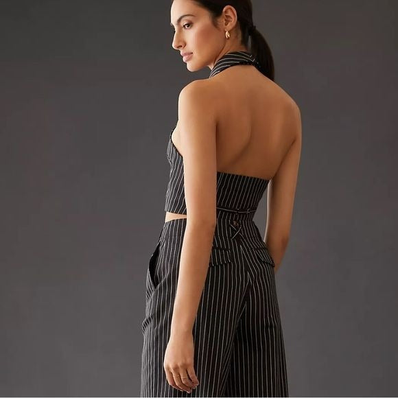 Anthropologie Maeve Black and White Pinstripe Vest Size 10