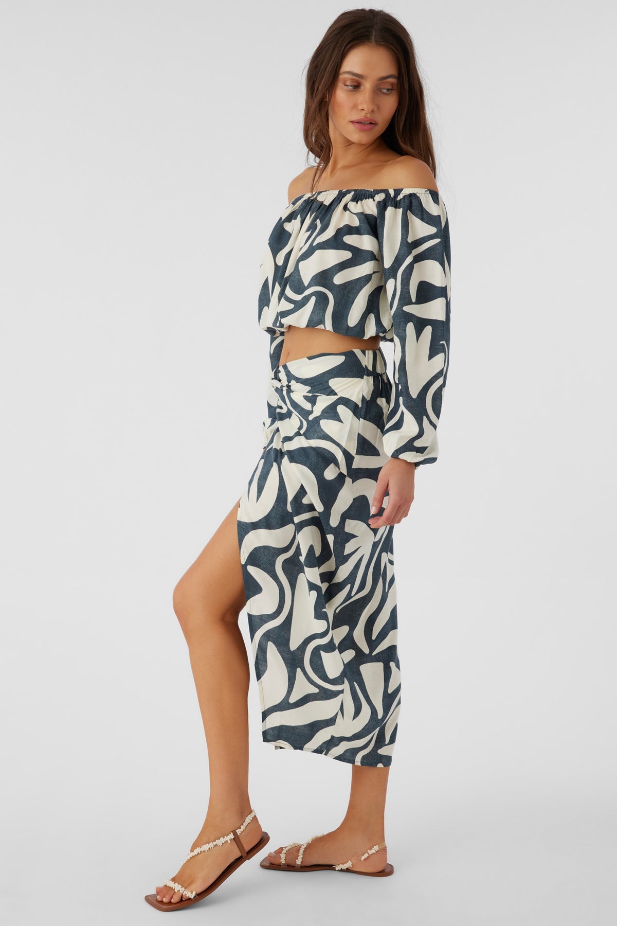 O'Neill Blue and White Midi Skirt - Medium