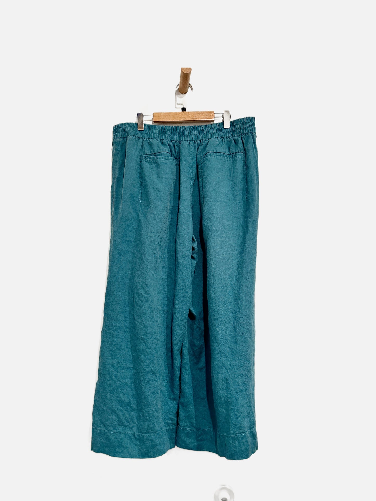 Athleta Blue Linen Crop Wide Leg Pants - 14