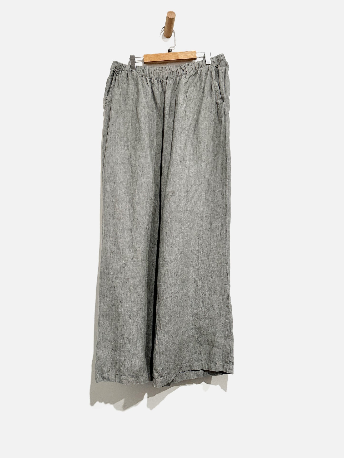 Flax Linen Wide Leg Pants - Medium