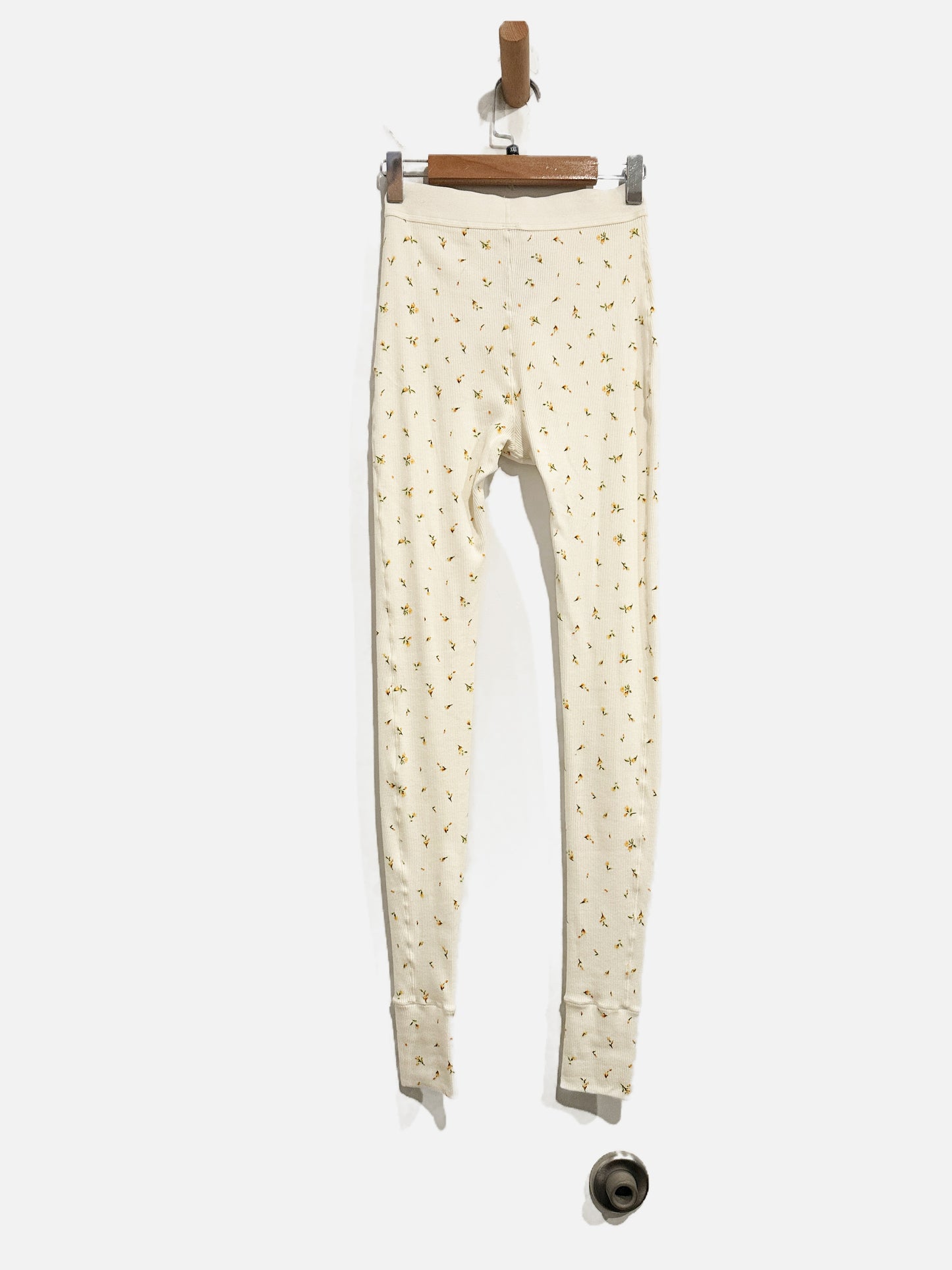 Skims White Floral Ribbed Leggings - XXS
