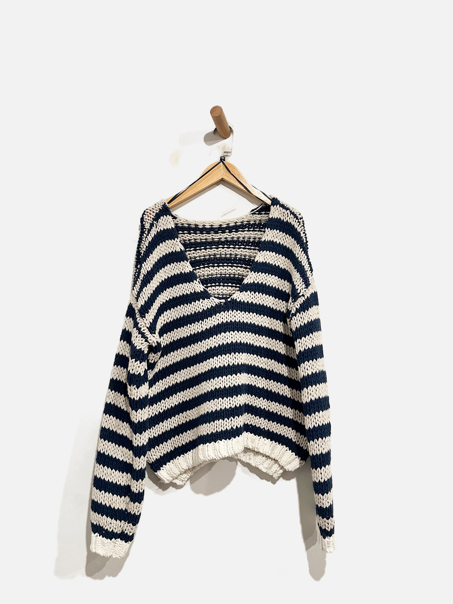 Free People Portland Blue Stripe Chunky Knit Top - XS