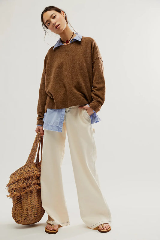 Free People Luna Pullover in Brown - Small