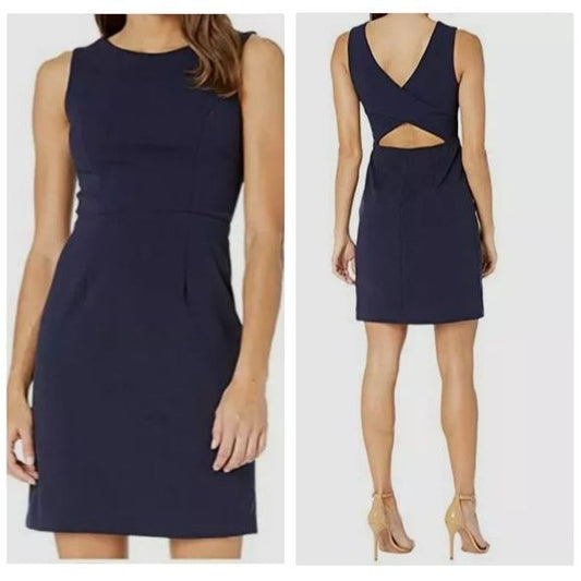 Betsey Johnson  NWT Cross-Back Scuba Crepe Dress in Navy Size 2
