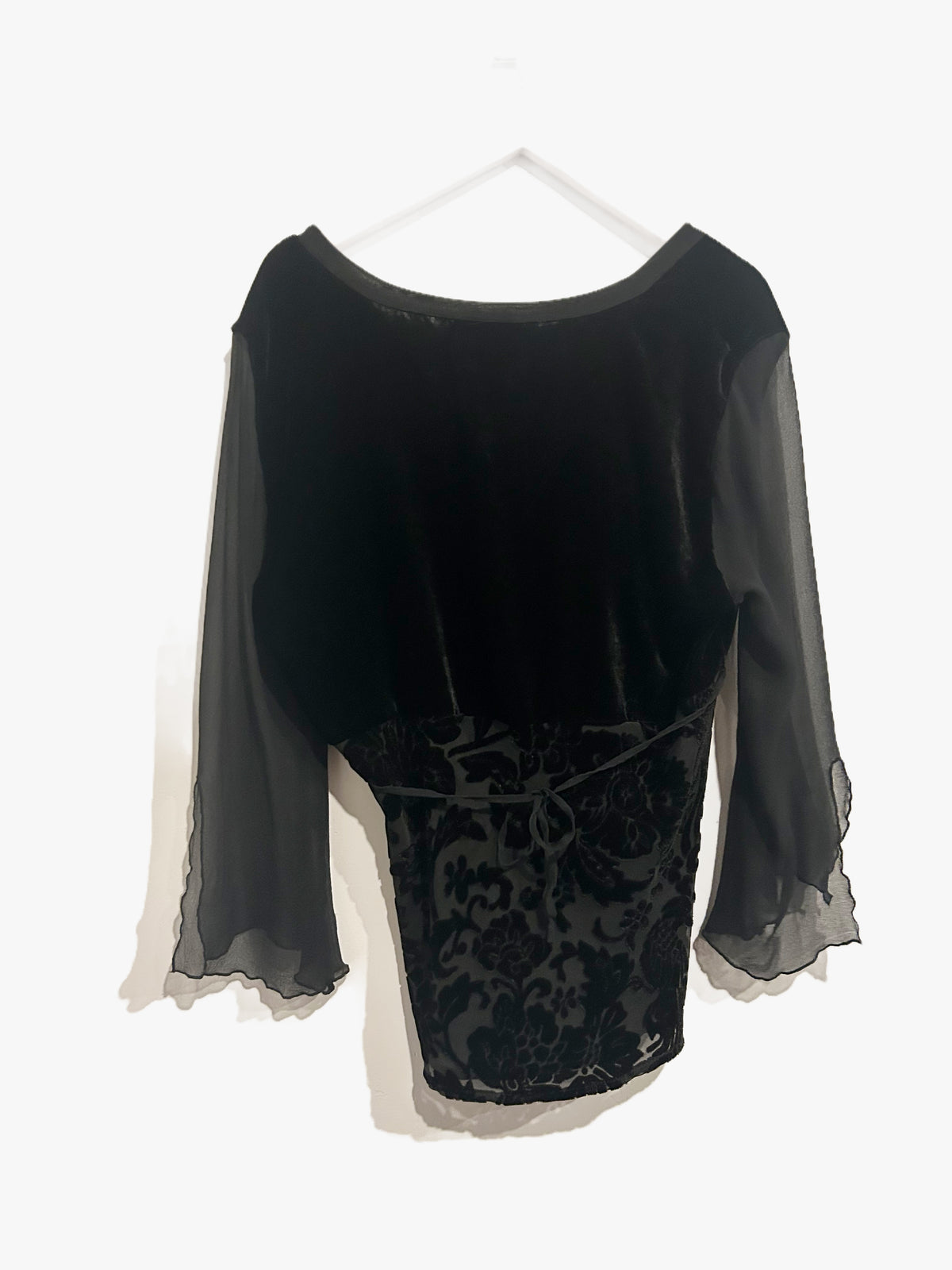 Worthington Vintage Black Velvet Tie Blouse - Medium