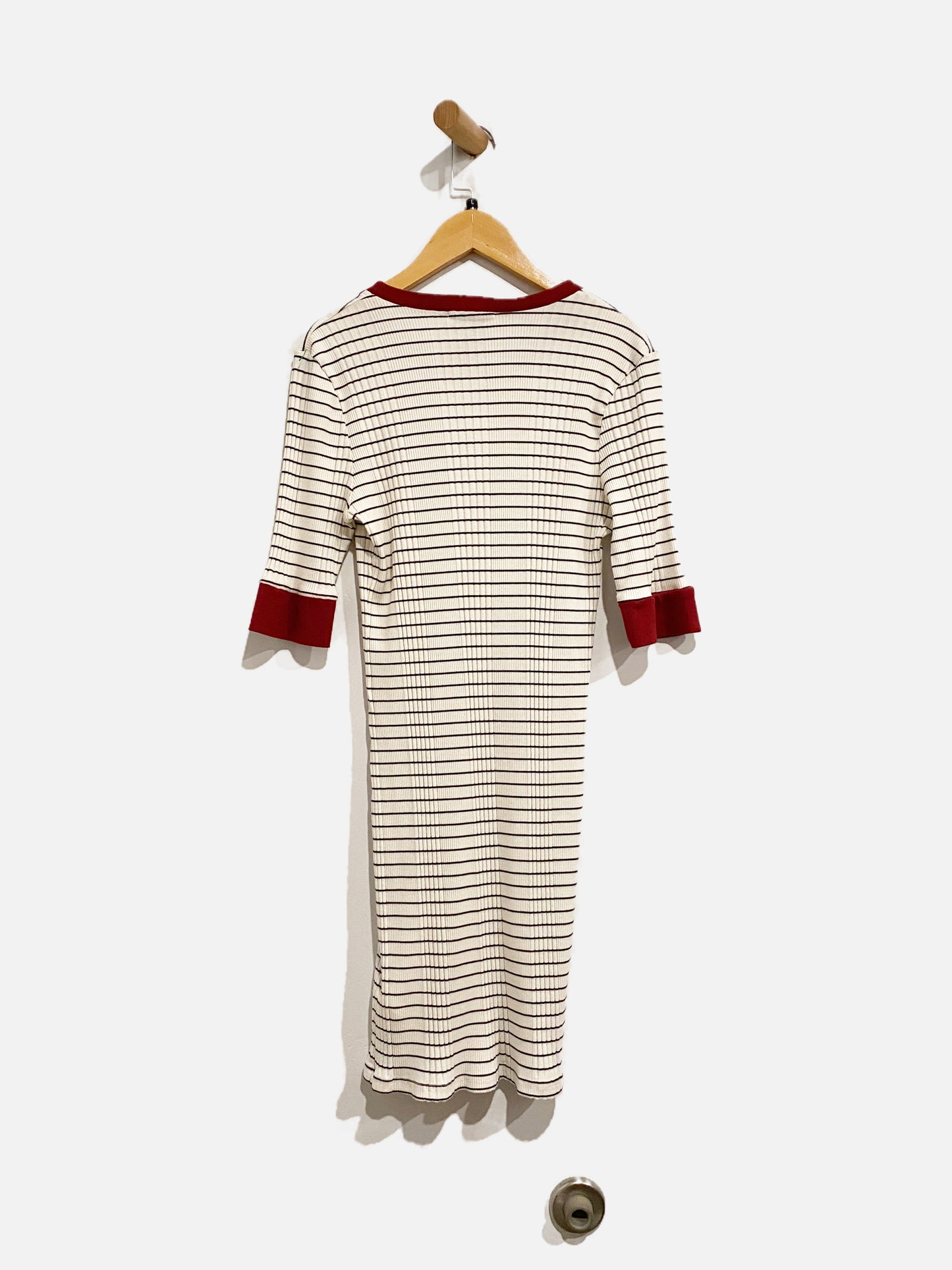 Joie White and Black Stripe T-Shirt Dress - Large