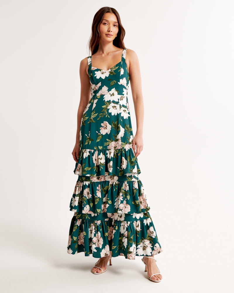 Abercrombie & Fitch NWT Green Floral Maxi Dress - Medium