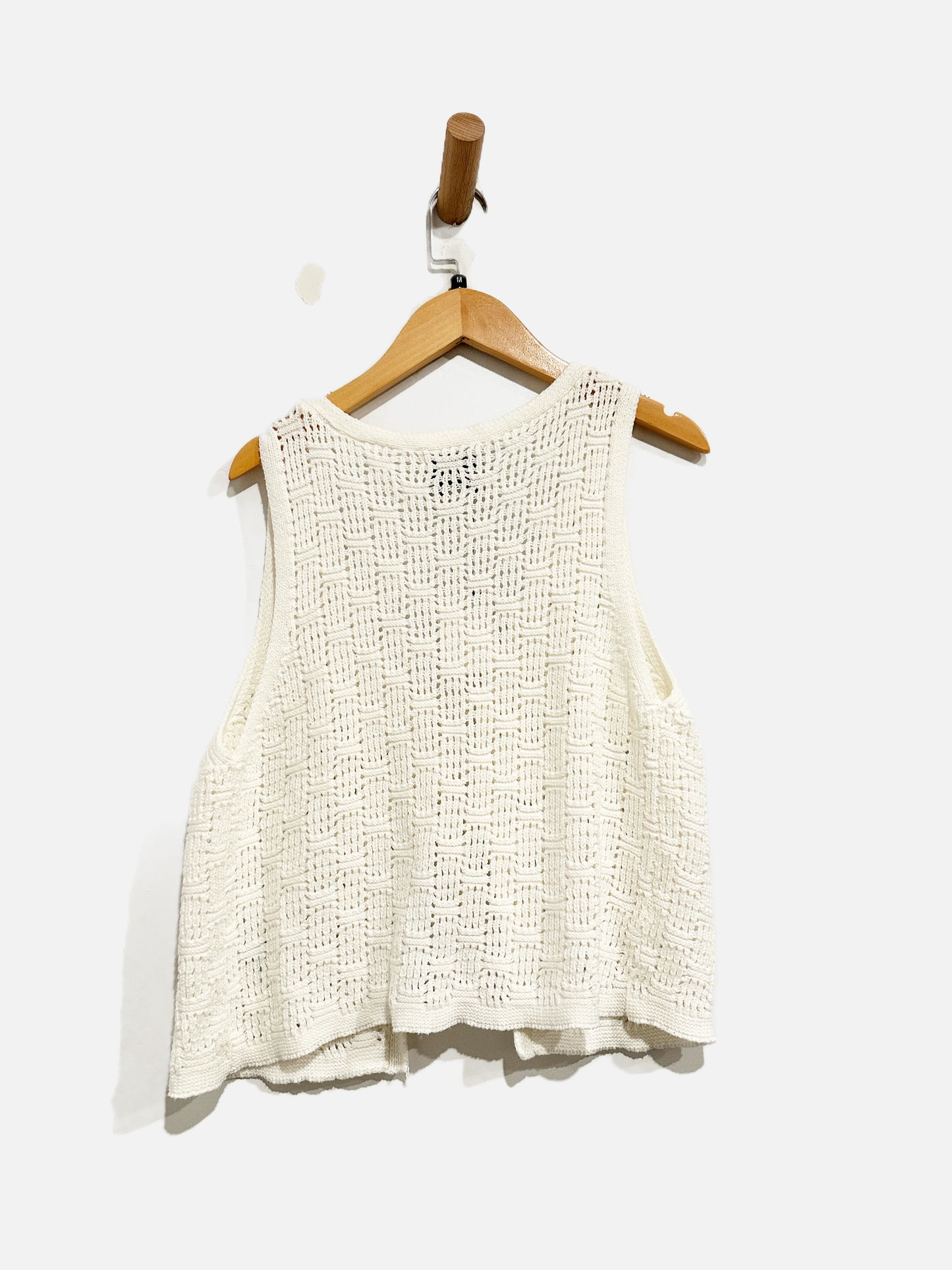 Pink Rose Crochet Tie Tank - Medium