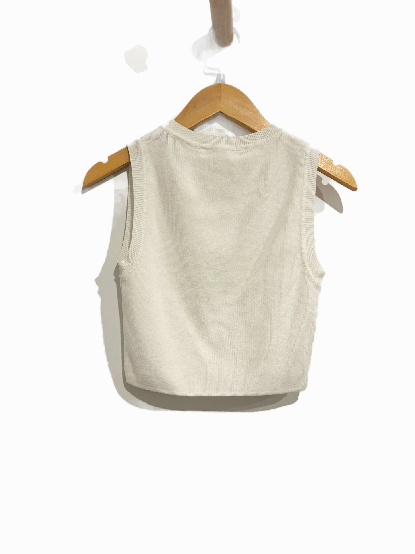 Zara White Knit Cropped Tank - Small