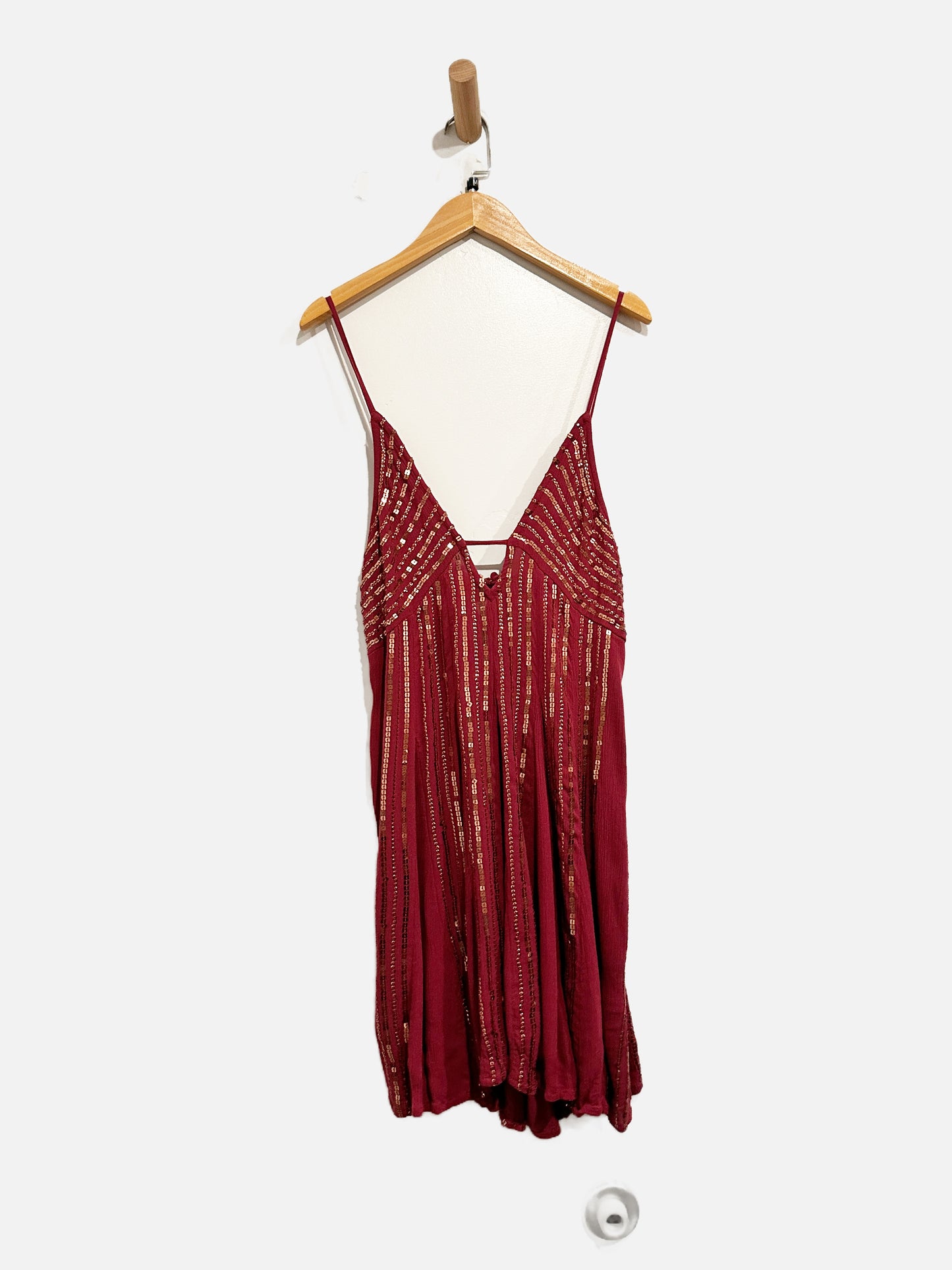 Free People Here She is Maroon Sequin Dress - Medium