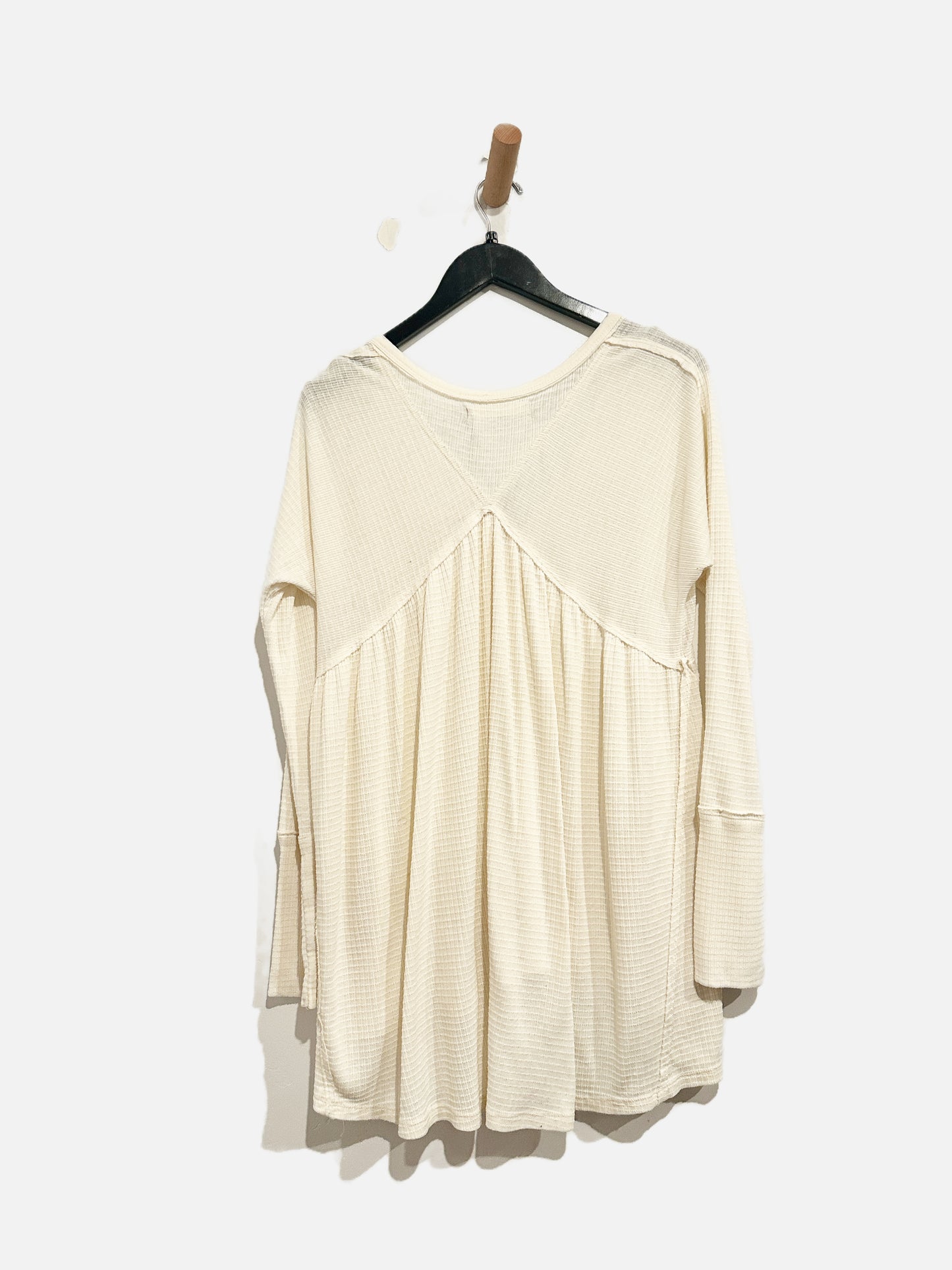 Free People White Waffle Knit LS Top - Medium