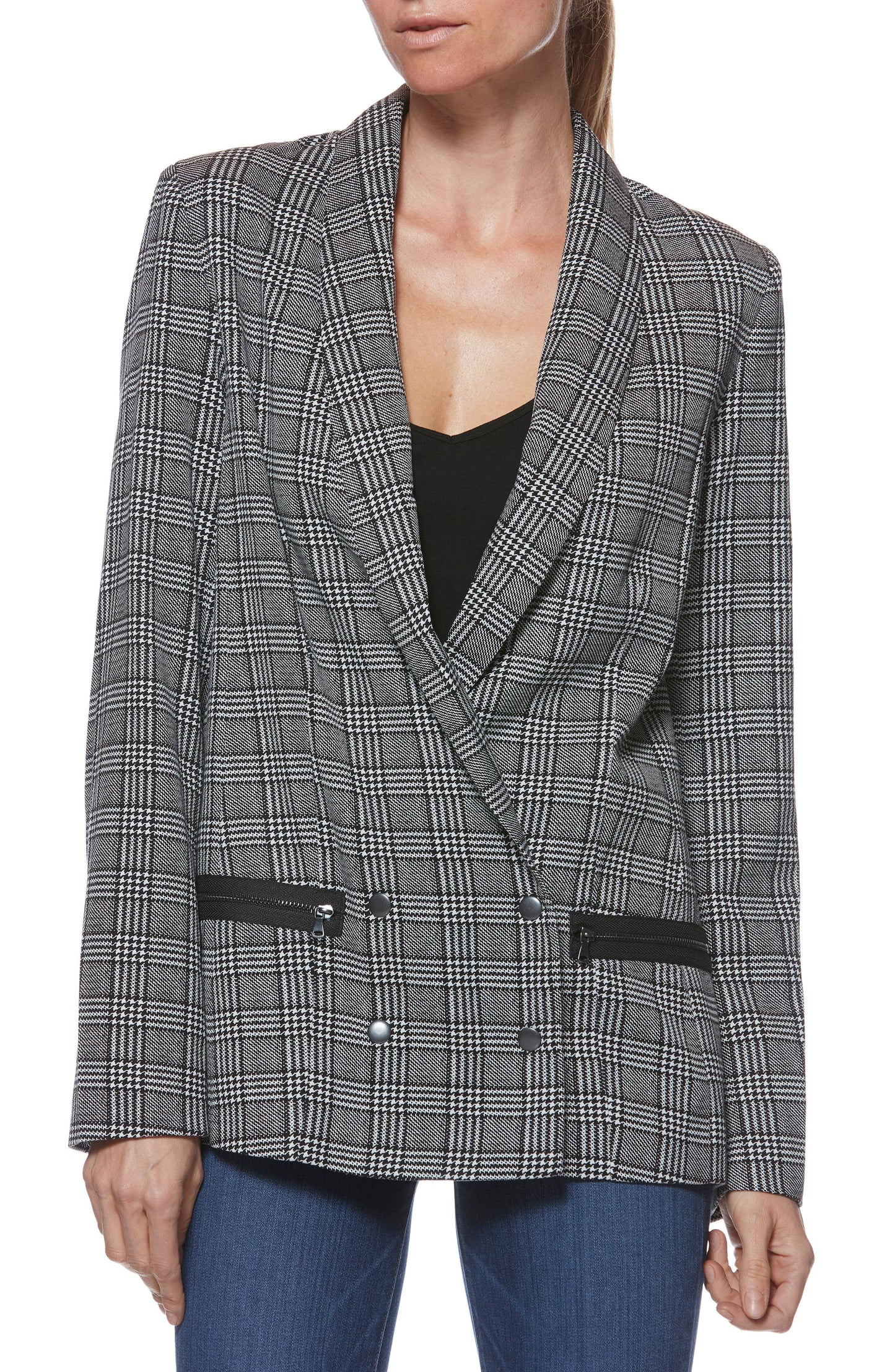 Paige Black and White Houndstooth Blazer - Small