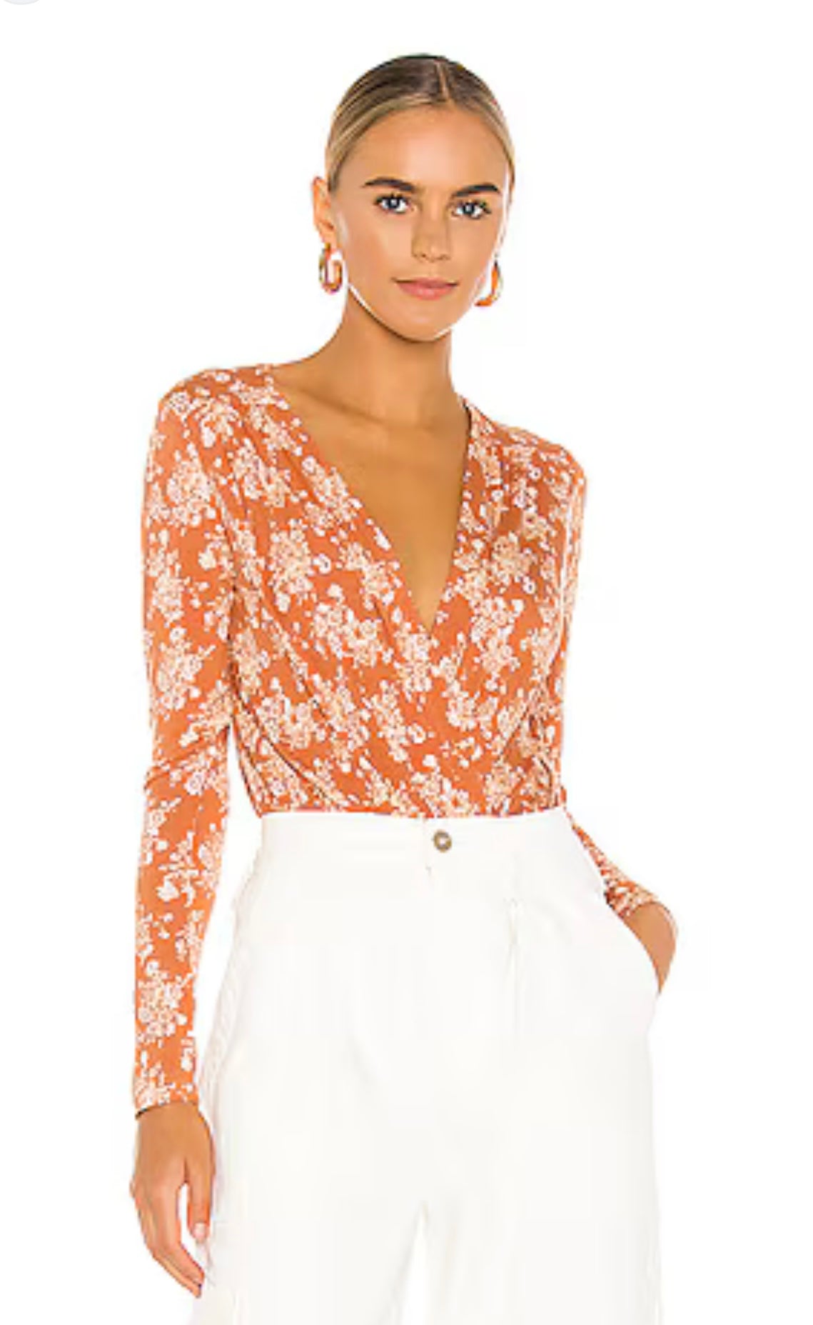 Free People Turnt Brown Floral Wrap Bodysuit - Small