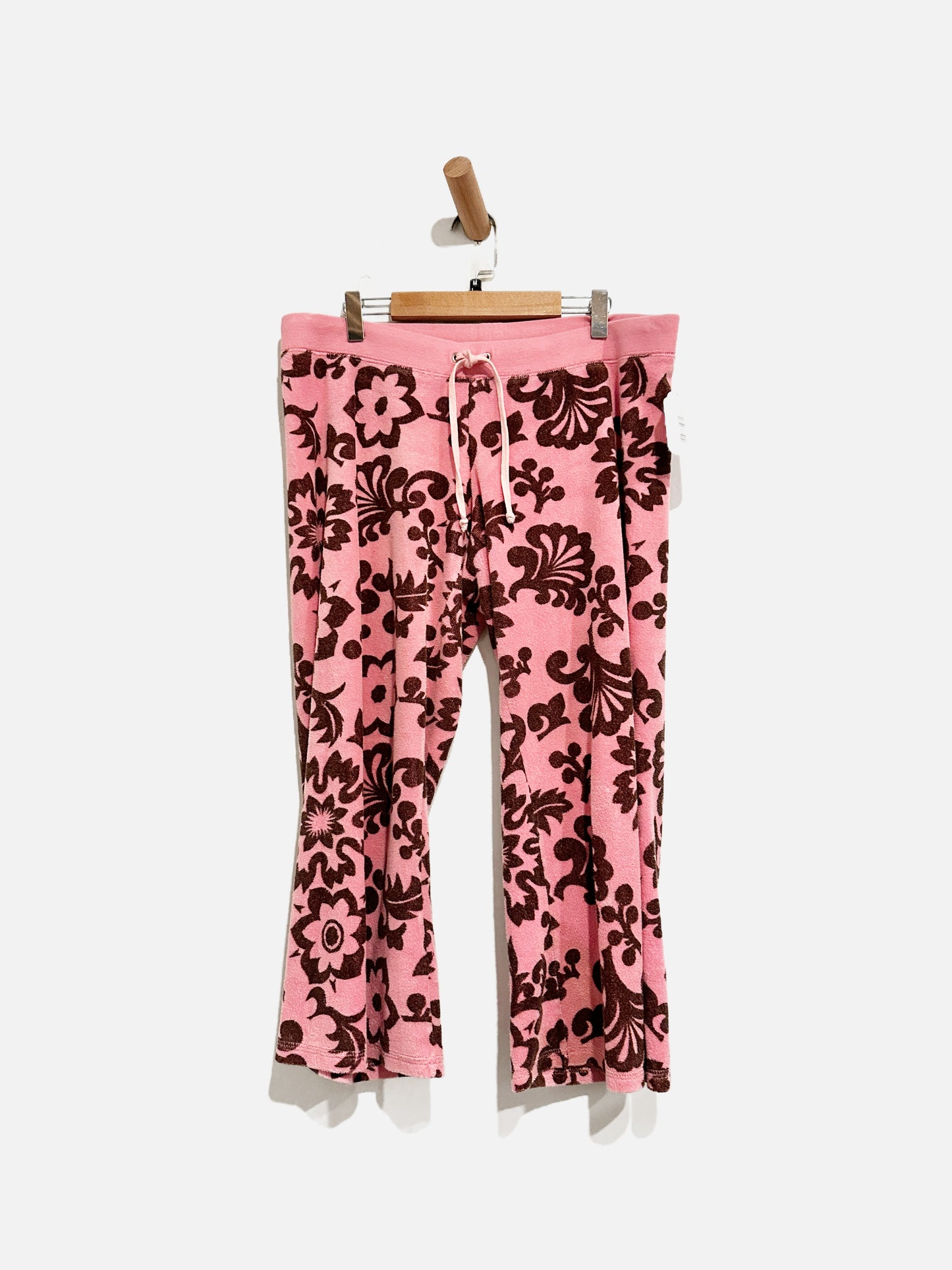Juicy Couture Pink/Brown Terry Cloth Crop Pants - Medium